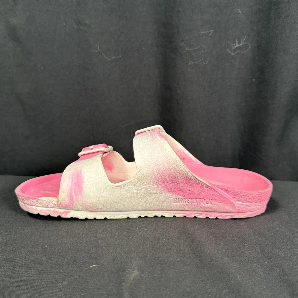 Birkenstock Arizona EVA Youth Sandals Candy Pink White Marble Slides Size 32